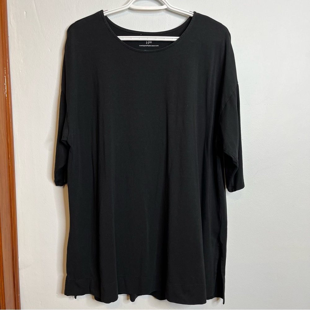 J Jill Luxe Supima Cotton Ballet Sleeve Black Tunic 2X VGUC